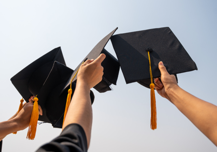 Students with graduation caps