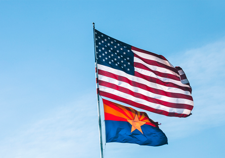 Image of the Arizona and American flags