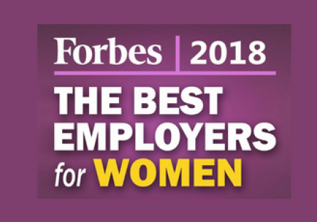 A graphic with wording Forbes 2018 The Best Employers for Women 